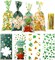 St. Patrick's Day Cellophane Treat Bags, 100PCS St. Patrick's Day Cellophane Bags, Green Lucky Shamrock Candy Bags Goodie Bags Gift Bags with 100PCS Twist Ties for St. Patrick Day Irish Party Supplies